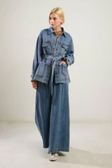 BREATHTAKING CHARM DENIM MIDI JACKET - Flying Tomato - Flyclothing LLC