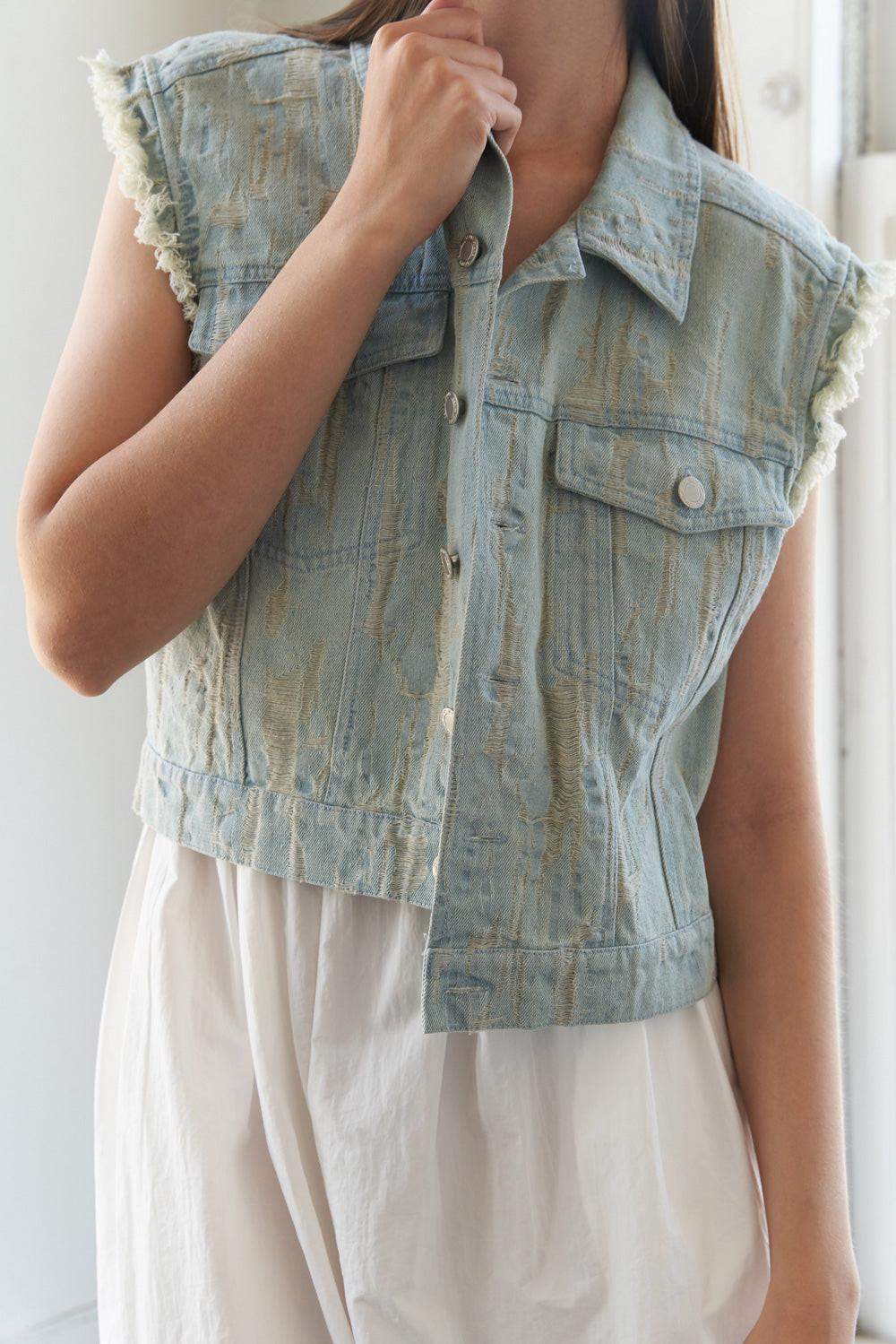 BLESSED LIFT DENIM VEST - Flying Tomato - Flyclothing LLC