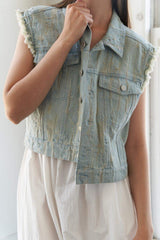 BLESSED LIFT DENIM VEST - Flying Tomato - Flyclothing LLC