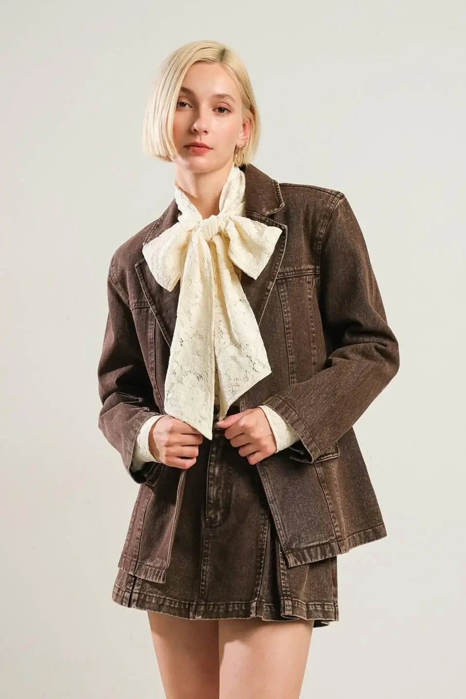 DARING CONFIDENCE DENIM BLAZER - Flying Tomato - Flyclothing LLC