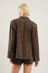 DARING CONFIDENCE DENIM BLAZER - Flying Tomato - Flyclothing LLC