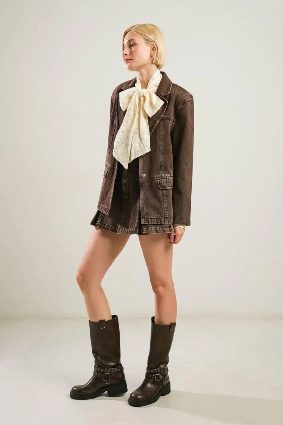 DARING CONFIDENCE DENIM BLAZER - Flying Tomato - Flyclothing LLC