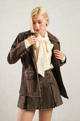 DARING CONFIDENCE DENIM BLAZER - Flying Tomato - Flyclothing LLC