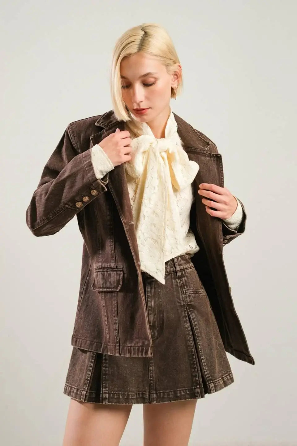 DARING CONFIDENCE DENIM BLAZER - Flying Tomato - Flyclothing LLC