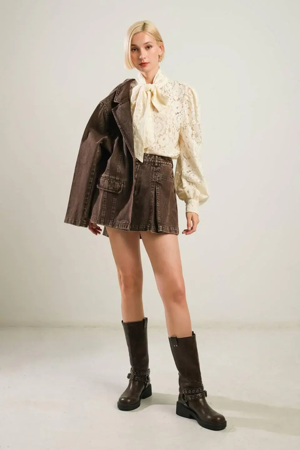 DARING CONFIDENCE DENIM BLAZER - Flying Tomato - Flyclothing LLC