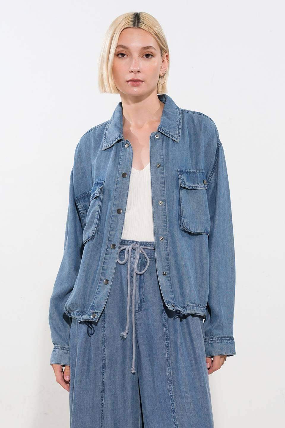 ACTIVE VIBE TENCEL DENIM JACKET - Flying Tomato - Flyclothing LLC