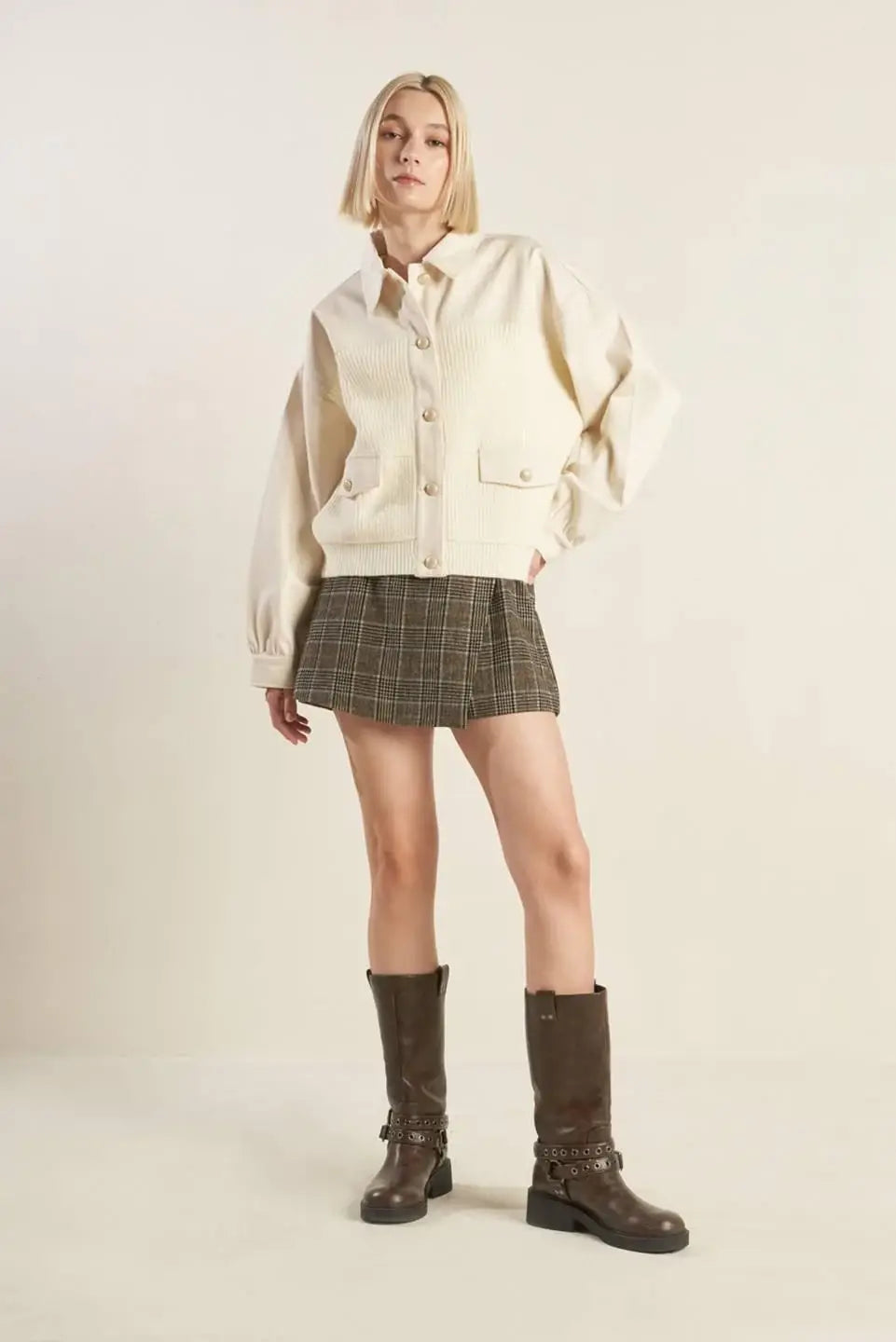 GO-GETTER GIRL SWEATER TWILL JACKET - Flying Tomato - Flyclothing LLC