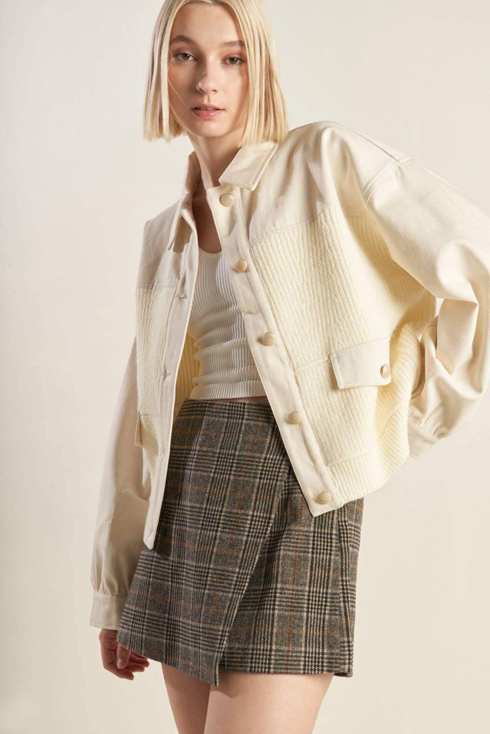 GO-GETTER GIRL SWEATER TWILL JACKET - Flying Tomato - Flyclothing LLC