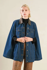IF THOU MUST LOVE ME DENIM CAPE JACKET - Flying Tomato - Flyclothing LLC
