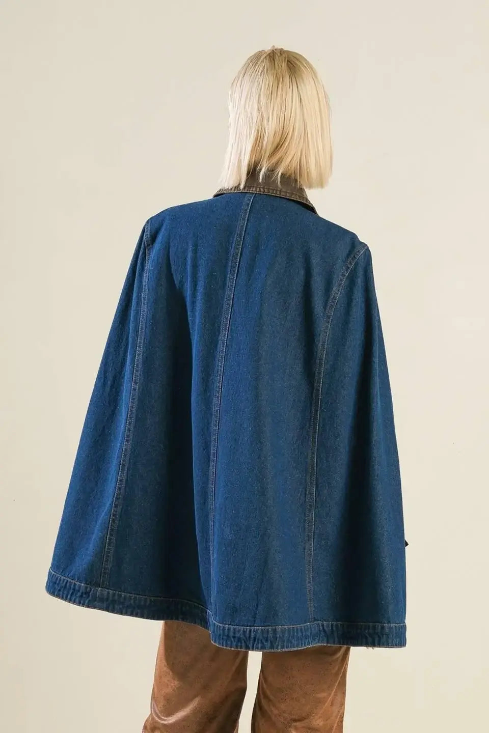 IF THOU MUST LOVE ME DENIM CAPE JACKET - Flying Tomato - Flyclothing LLC