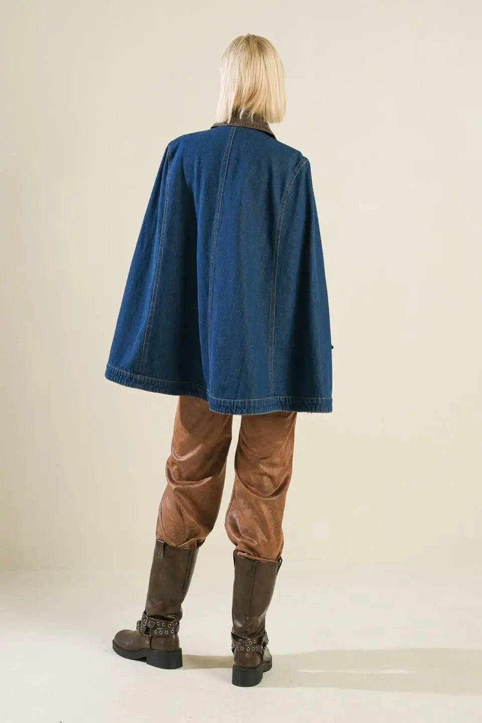IF THOU MUST LOVE ME DENIM CAPE JACKET - Flying Tomato - Flyclothing LLC
