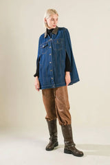 IF THOU MUST LOVE ME DENIM CAPE JACKET - Flying Tomato - Flyclothing LLC