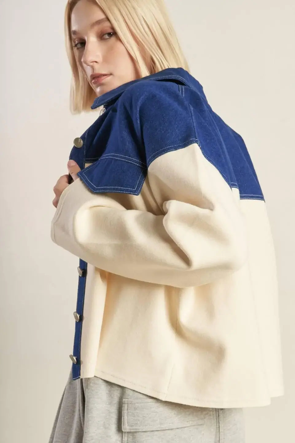 SWEET HARMONY DENIM COMBINATION JACKET - Flying Tomato - Flyclothing LLC