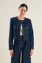 CRISP CANVAS DENIM JACKET - Flying Tomato - Flyclothing LLC