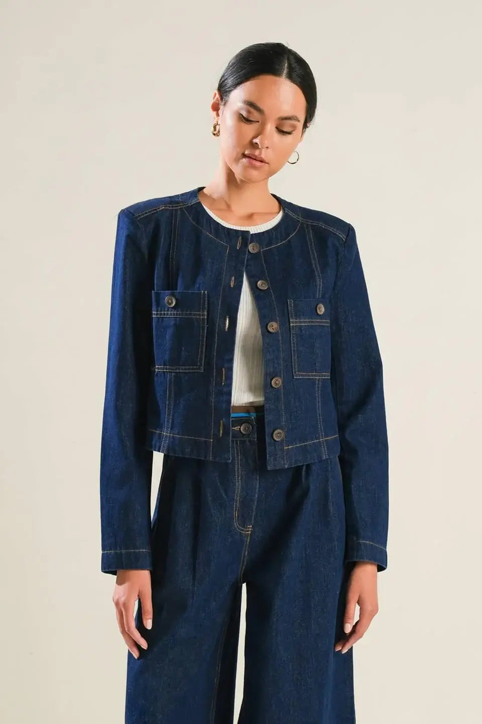 CRISP CANVAS DENIM JACKET - Flying Tomato - Flyclothing LLC