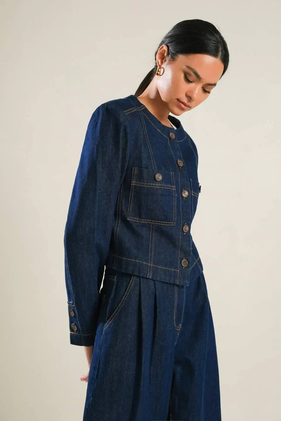 CRISP CANVAS DENIM JACKET - Flying Tomato - Flyclothing LLC