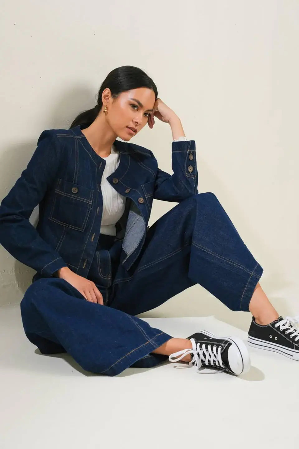 CRISP CANVAS DENIM JACKET - Flying Tomato - Flyclothing LLC