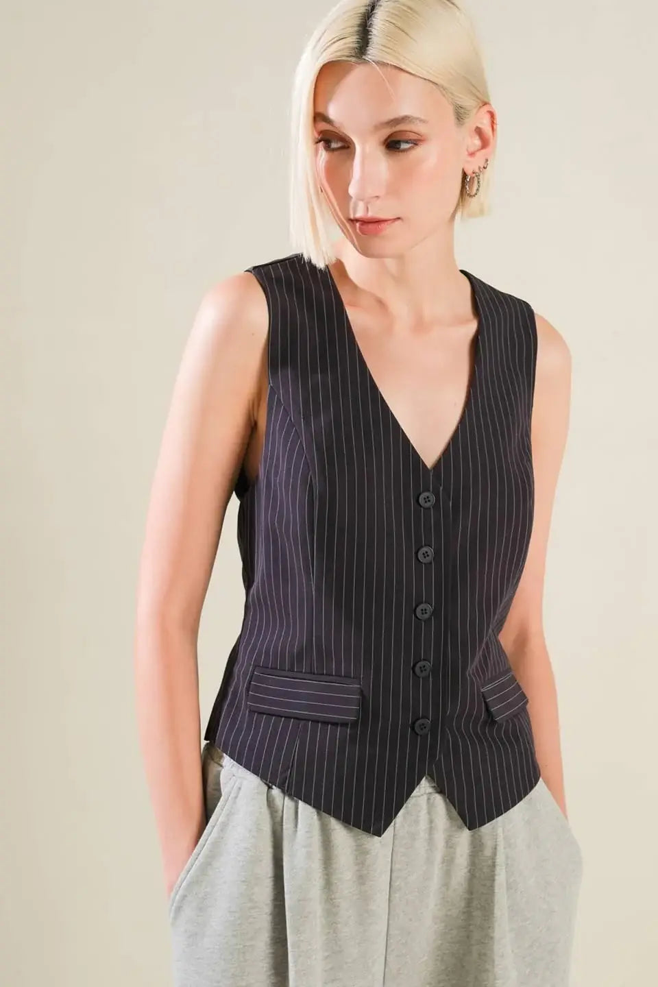 CAUGHT YOUR EYE WOVEN VEST - Flying Tomato - Flyclothing LLC
