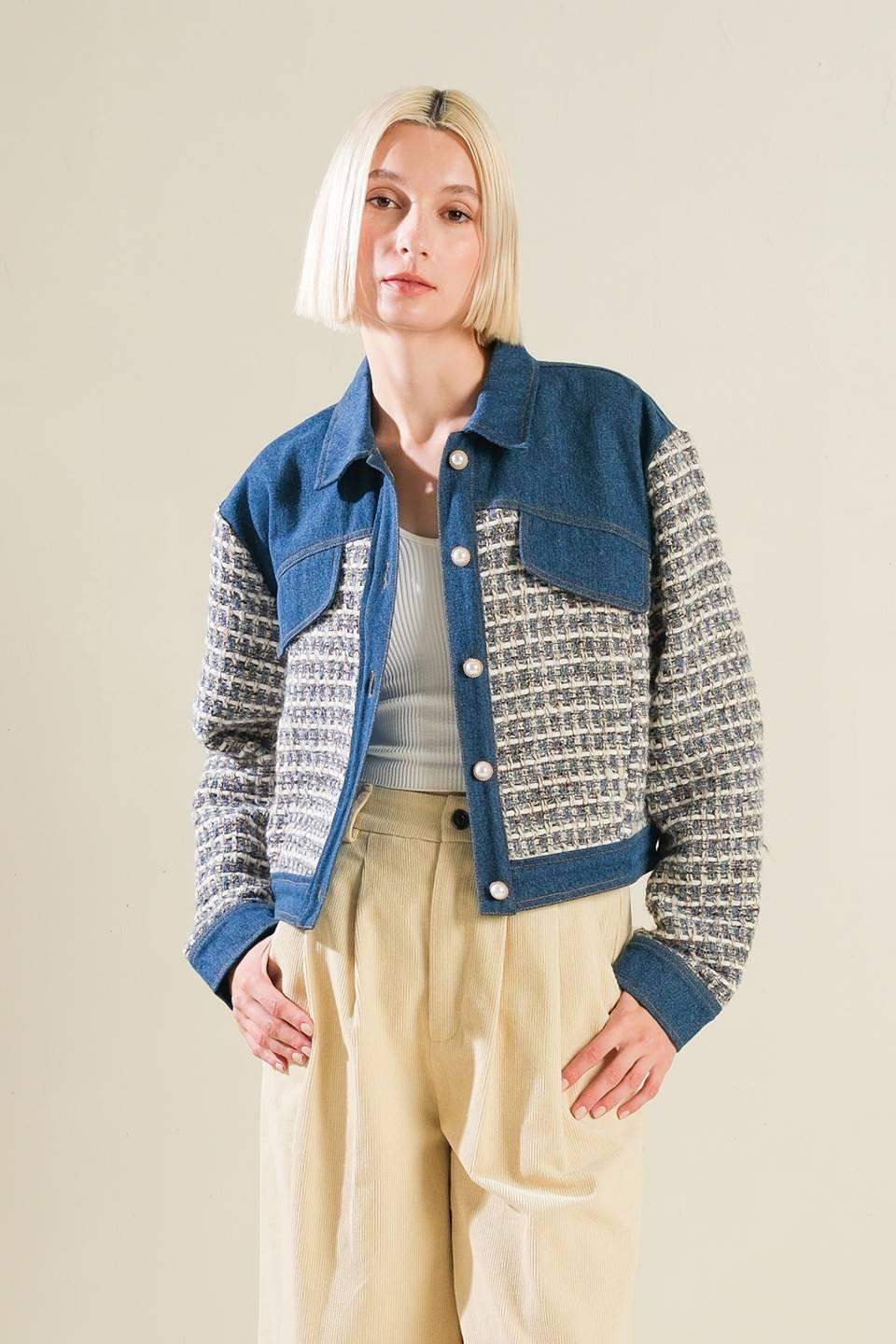 BETTER DAYS TWEED DENIM JACKET - Flying Tomato - Flyclothing LLC
