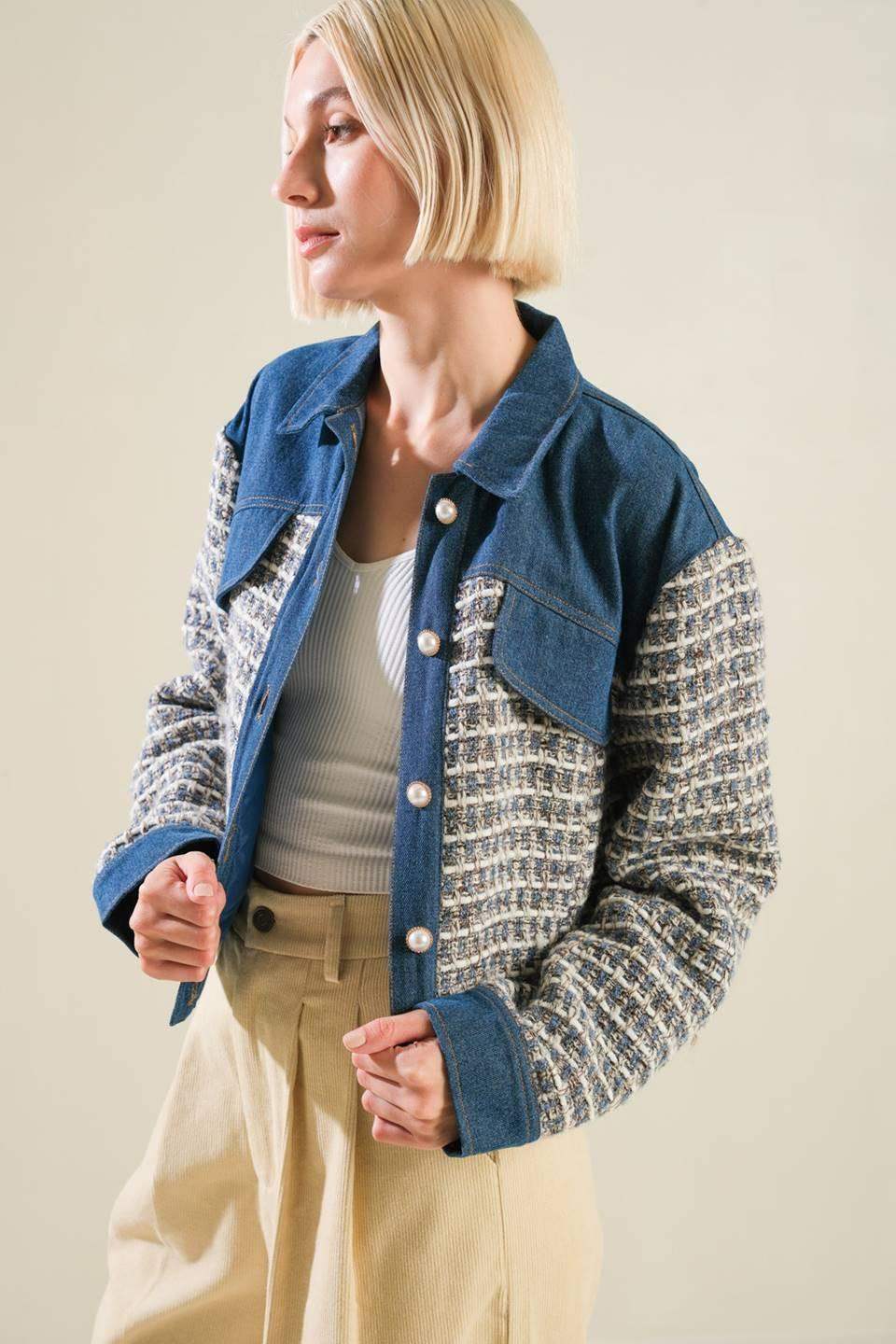 BETTER DAYS TWEED DENIM JACKET - Flying Tomato - Flyclothing LLC