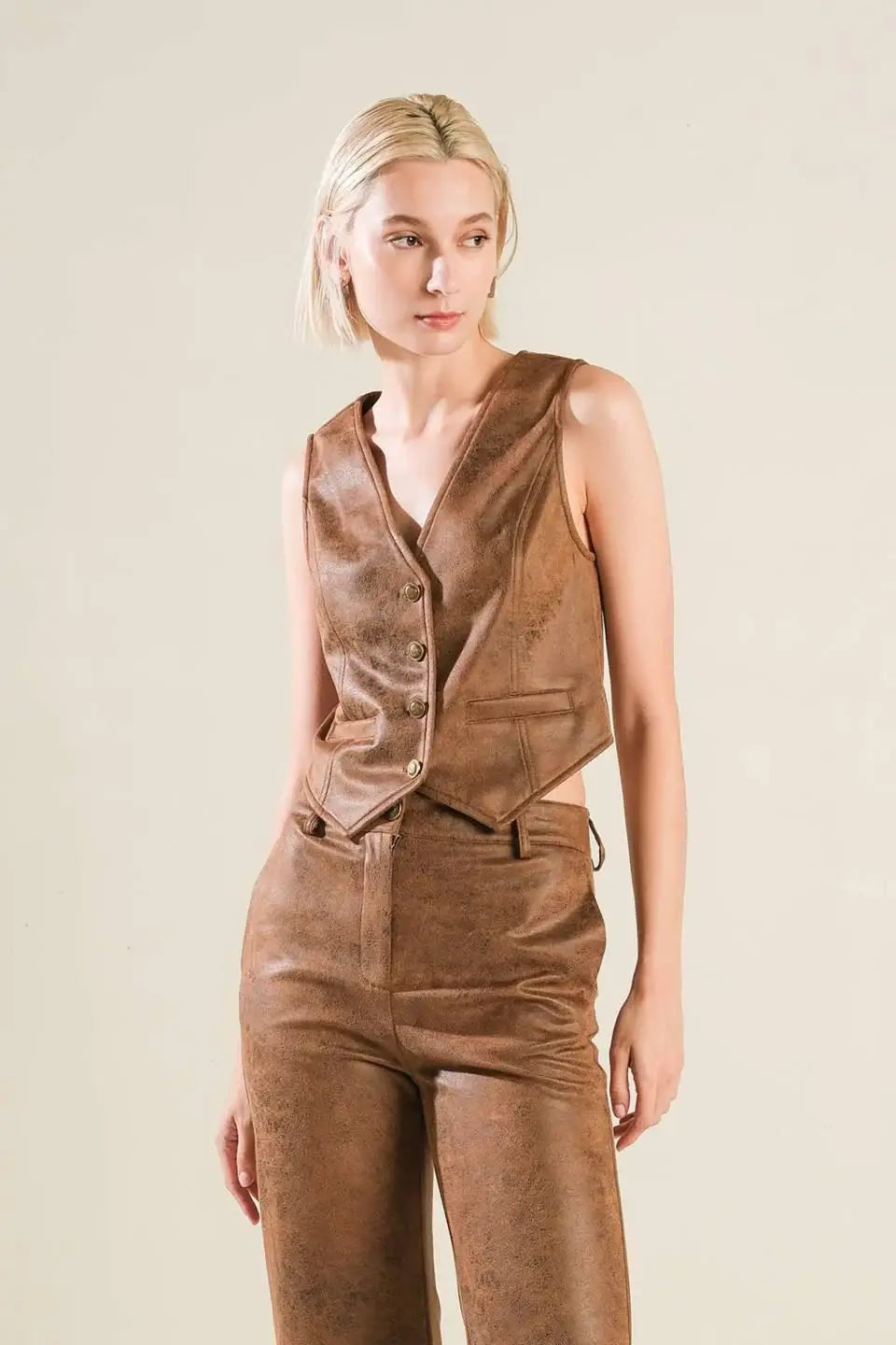 A GIFT FROM LOVE LEATHER VEST - Flying Tomato - Flyclothing LLC