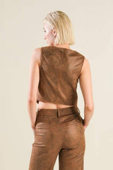 A GIFT FROM LOVE LEATHER VEST - Flying Tomato - Flyclothing LLC