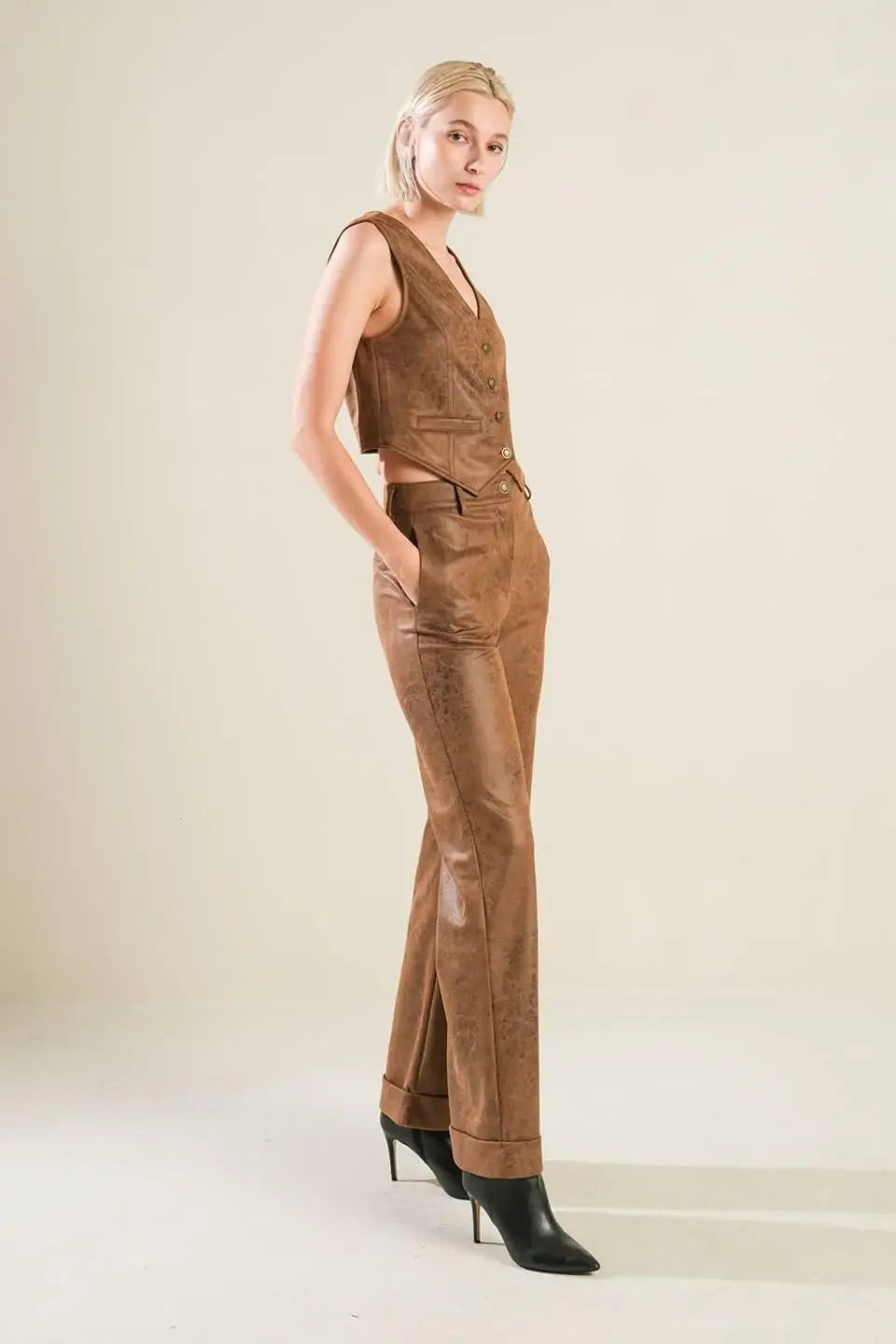 A GIFT FROM LOVE LEATHER VEST - Flying Tomato - Flyclothing LLC