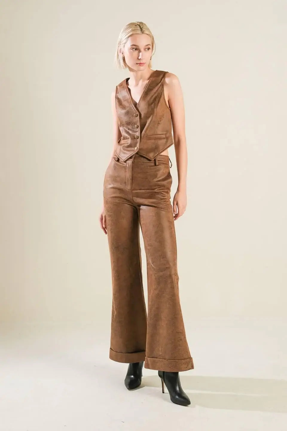 A GIFT FROM LOVE LEATHER VEST - Flying Tomato - Flyclothing LLC