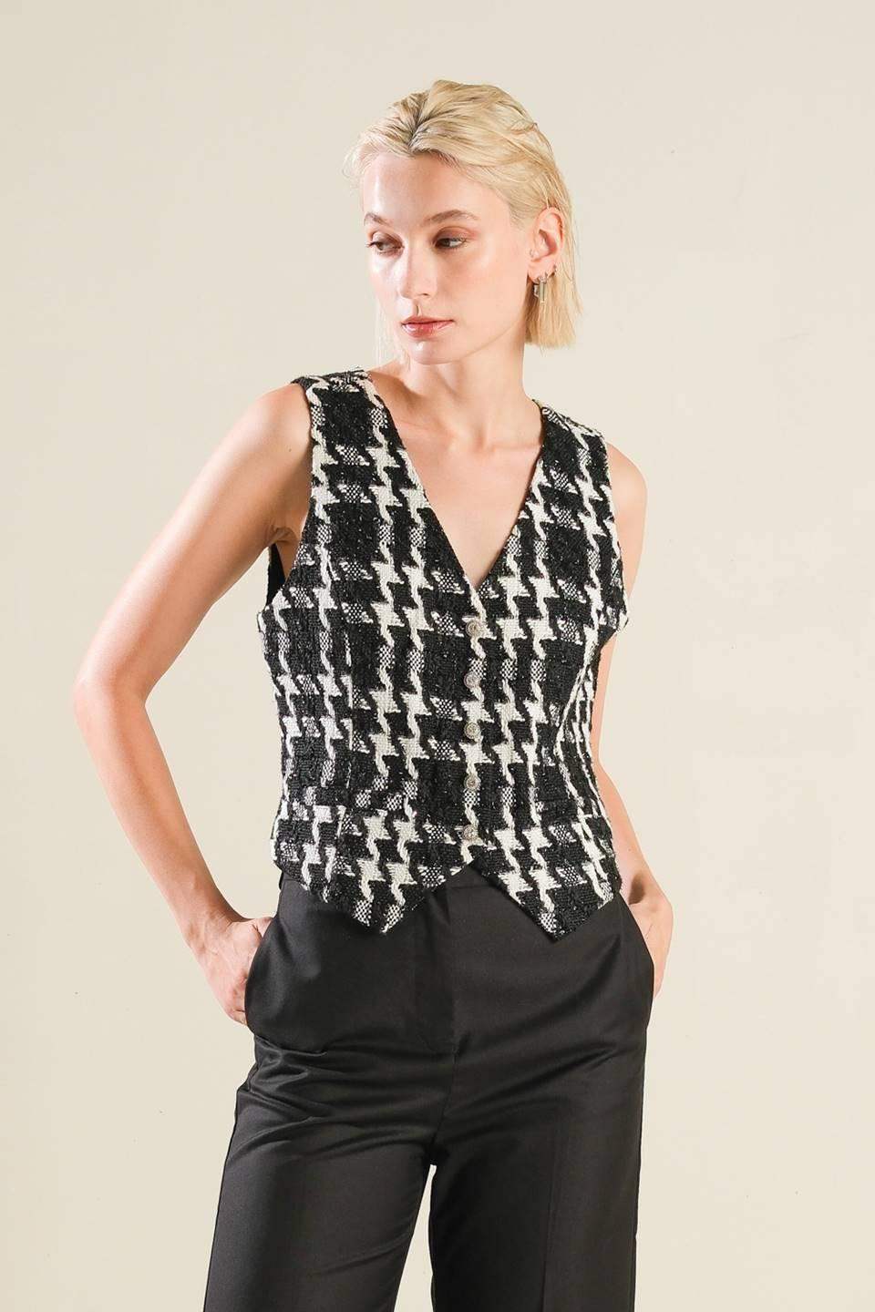 WHEN I'M WITH YOU TWEED VEST - Flying Tomato - Flyclothing LLC