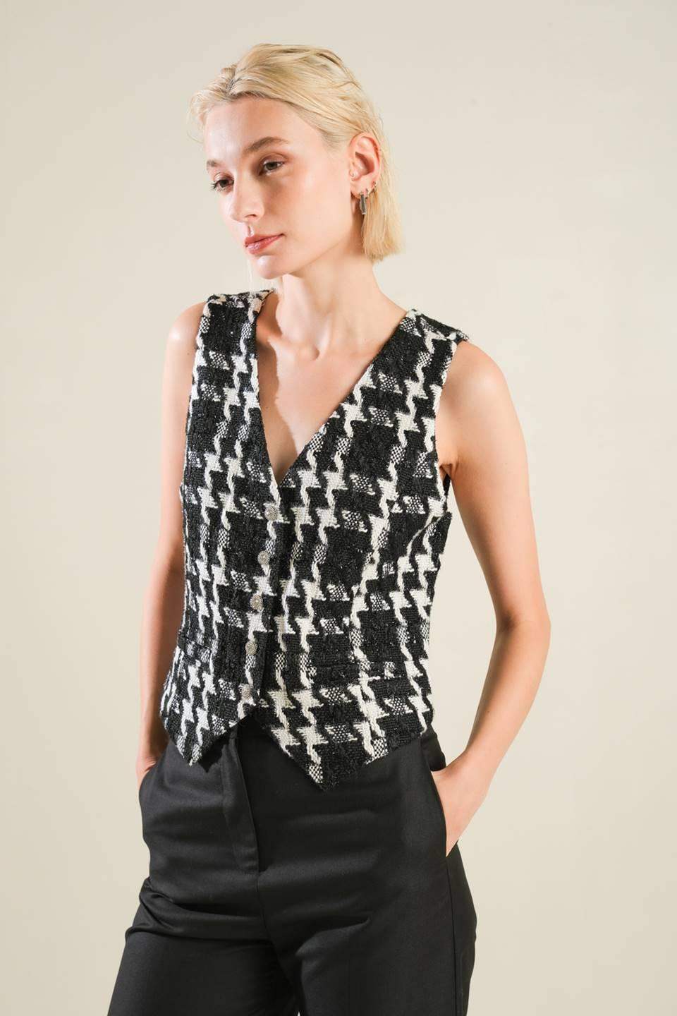 WHEN I'M WITH YOU TWEED VEST - Flying Tomato - Flyclothing LLC