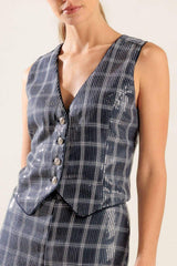 TRAVELING FAR NAVY SEQUIN VEST - Flying Tomato - Flyclothing LLC