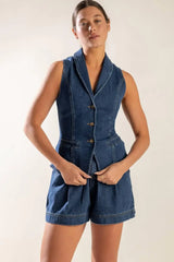 SPRING ROMANCE DENIM VEST - Flying Tomato - Flyclothing LLC