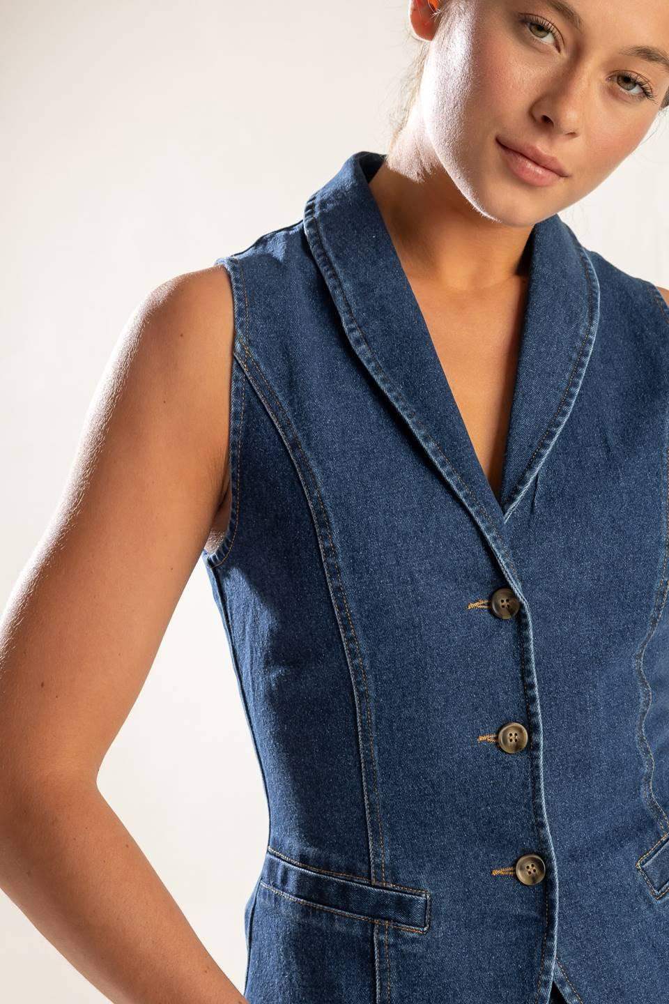 SPRING ROMANCE DENIM VEST - Flying Tomato - Flyclothing LLC