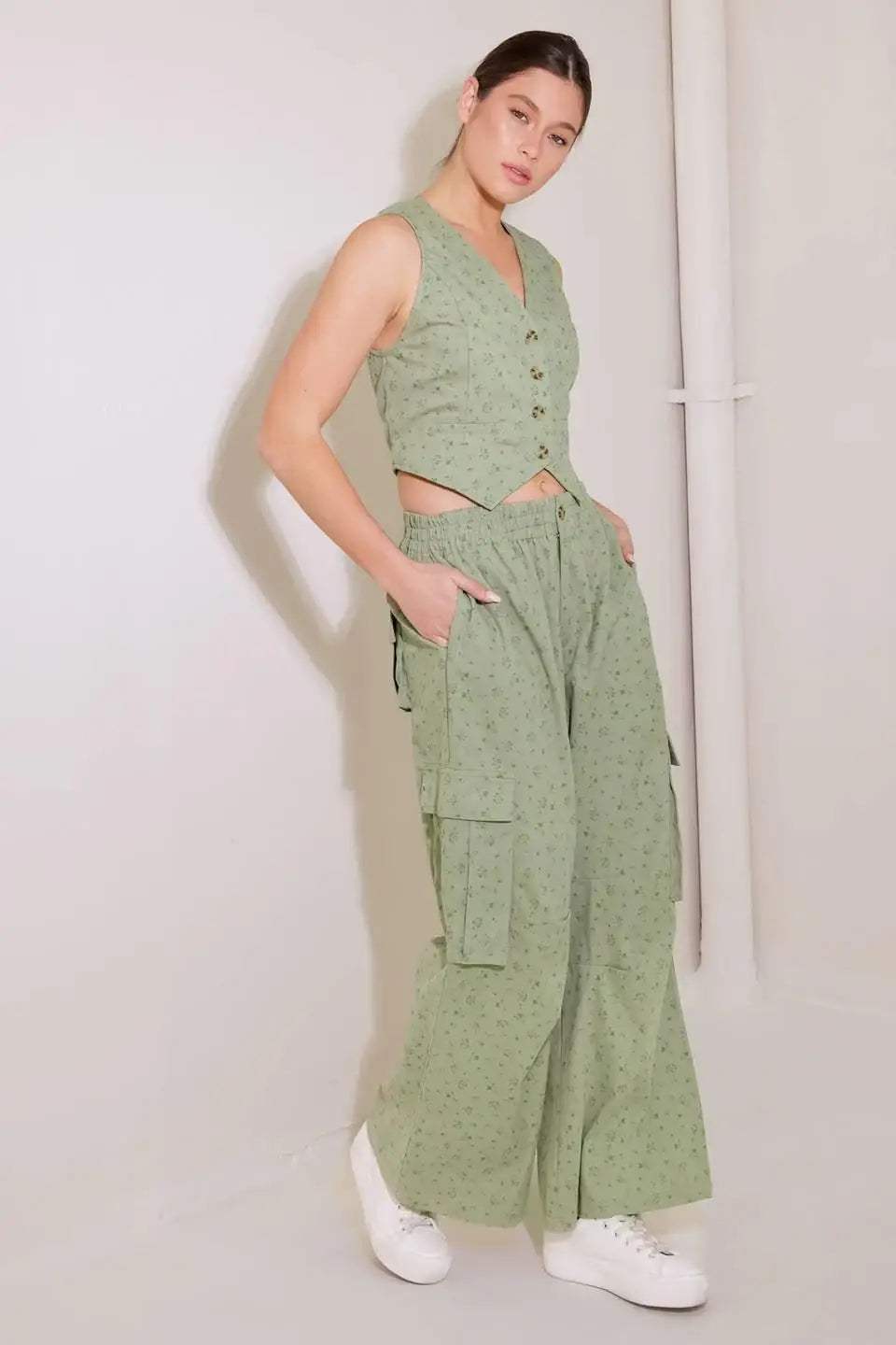 DRIFTING CURRENTS OLIVE WOVEN VEST - Flying Tomato - Flyclothing LLC