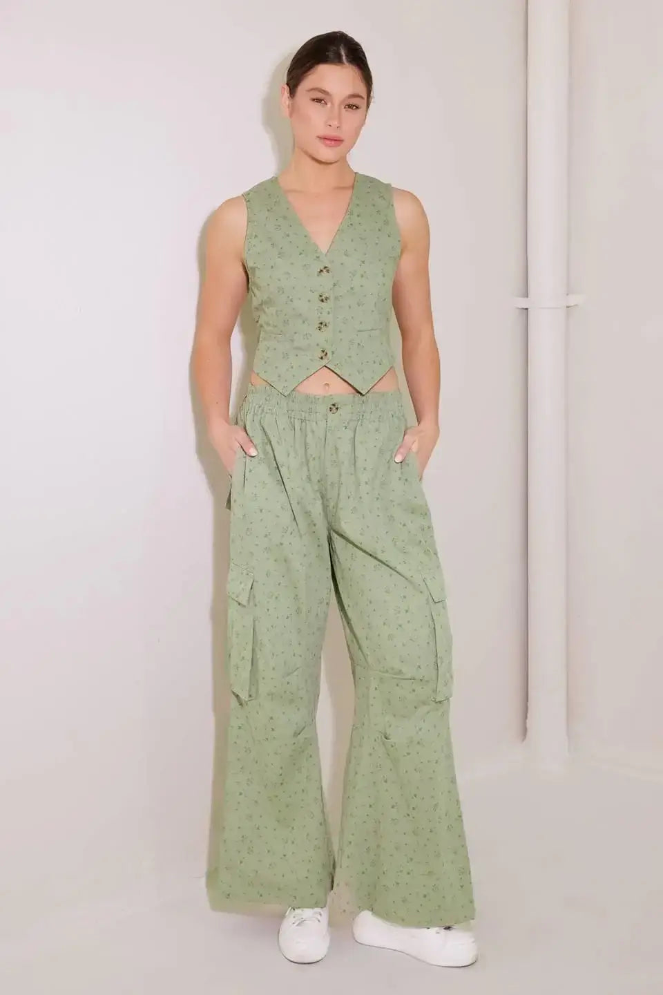 DRIFTING CURRENTS OLIVE WOVEN VEST - Flying Tomato - Flyclothing LLC