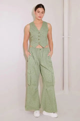 DRIFTING CURRENTS OLIVE WOVEN VEST - Flying Tomato - Flyclothing LLC