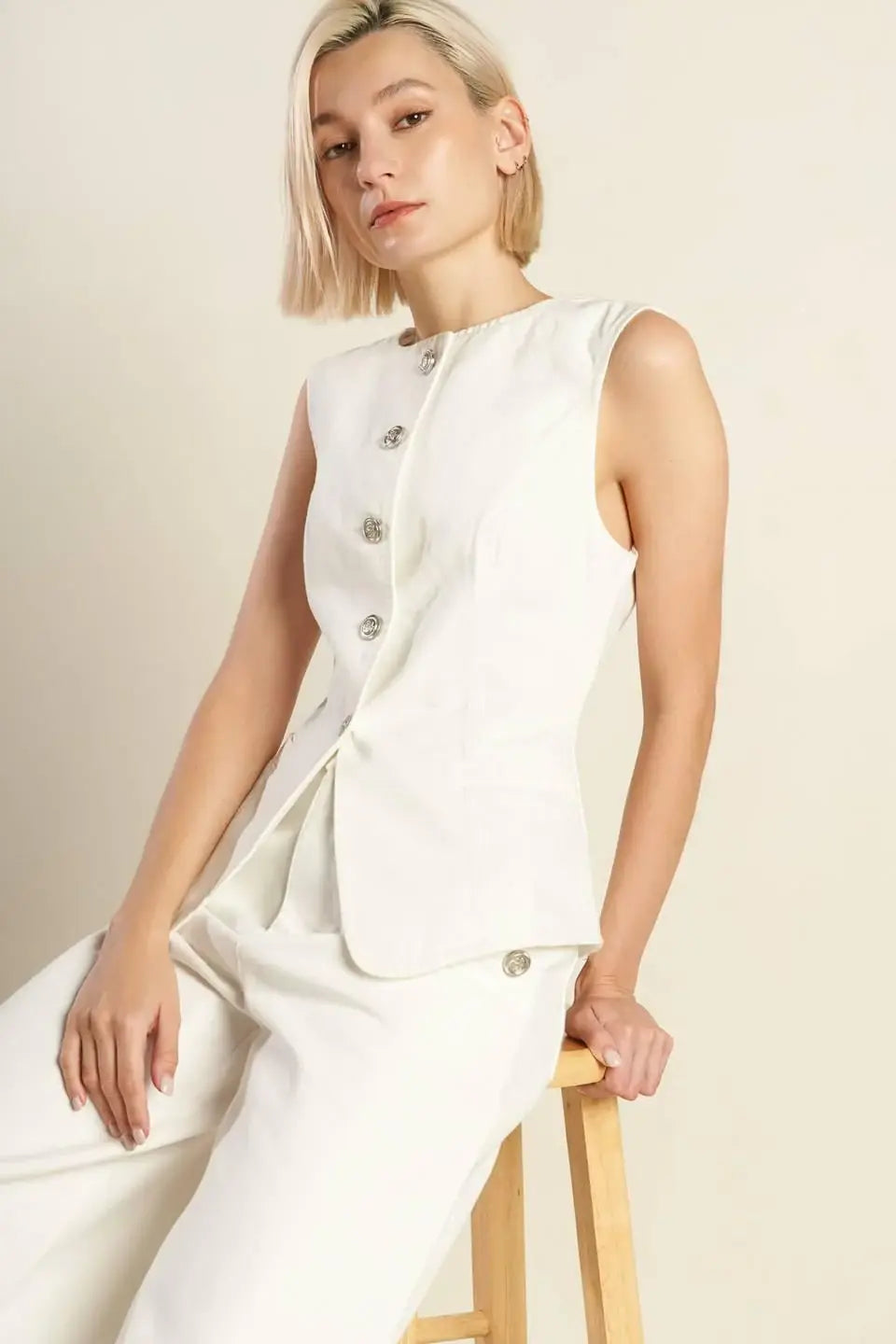 DELICATE HUE WOVEN VEST - Flying Tomato - Flyclothing LLC