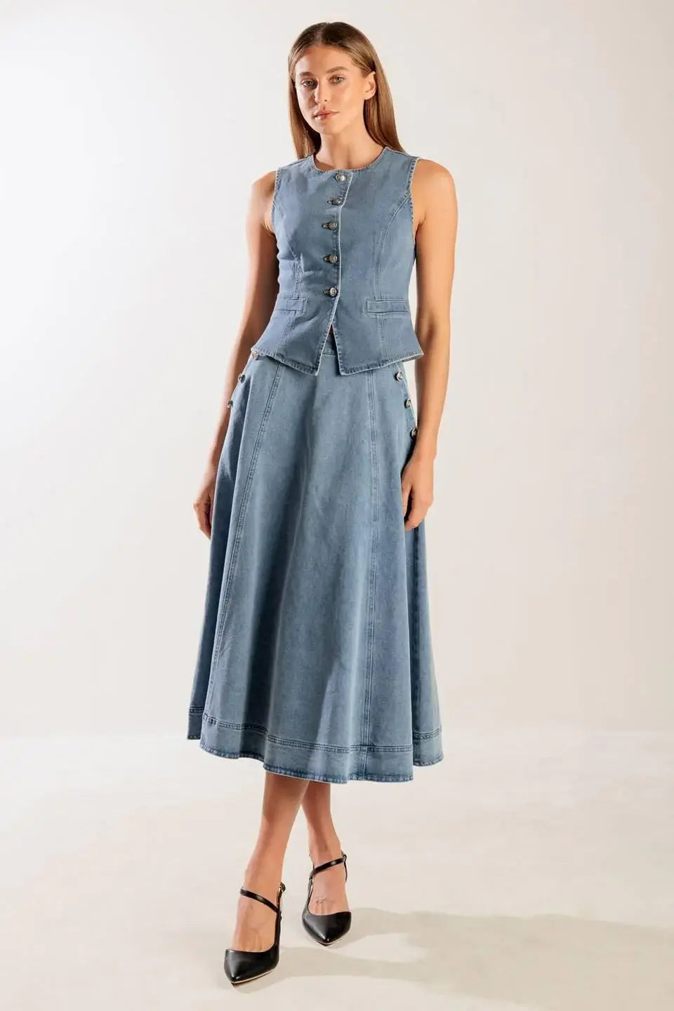 AT FIRST GLANCE DENIM VEST - Flying Tomato - Flyclothing LLC
