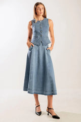 AT FIRST GLANCE DENIM VEST - Flying Tomato - Flyclothing LLC