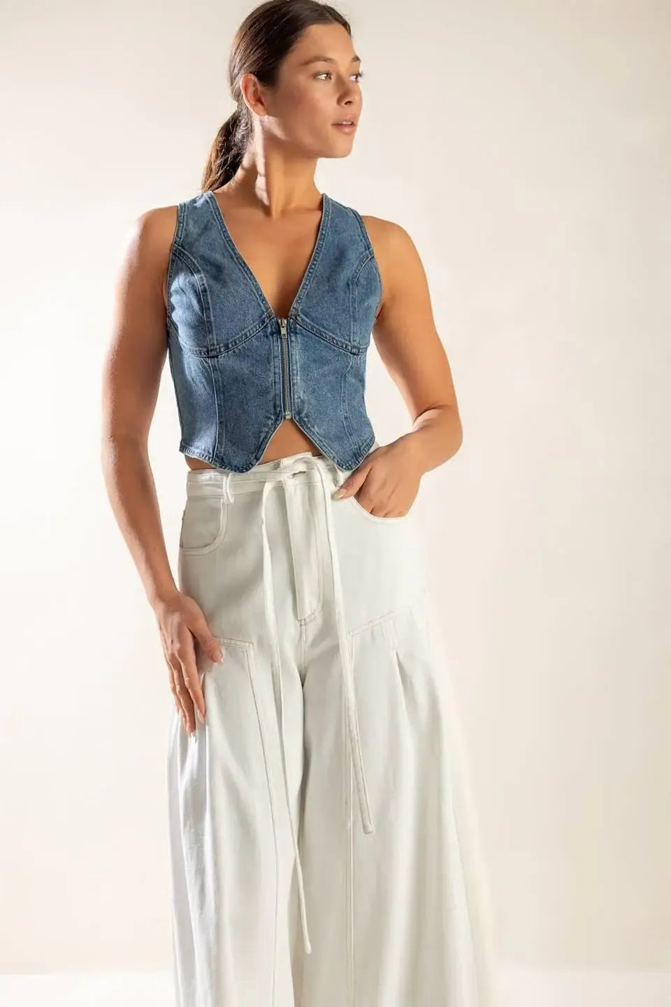 PICTURE PERFECT DENIM VEST - Flying Tomato - Flyclothing LLC