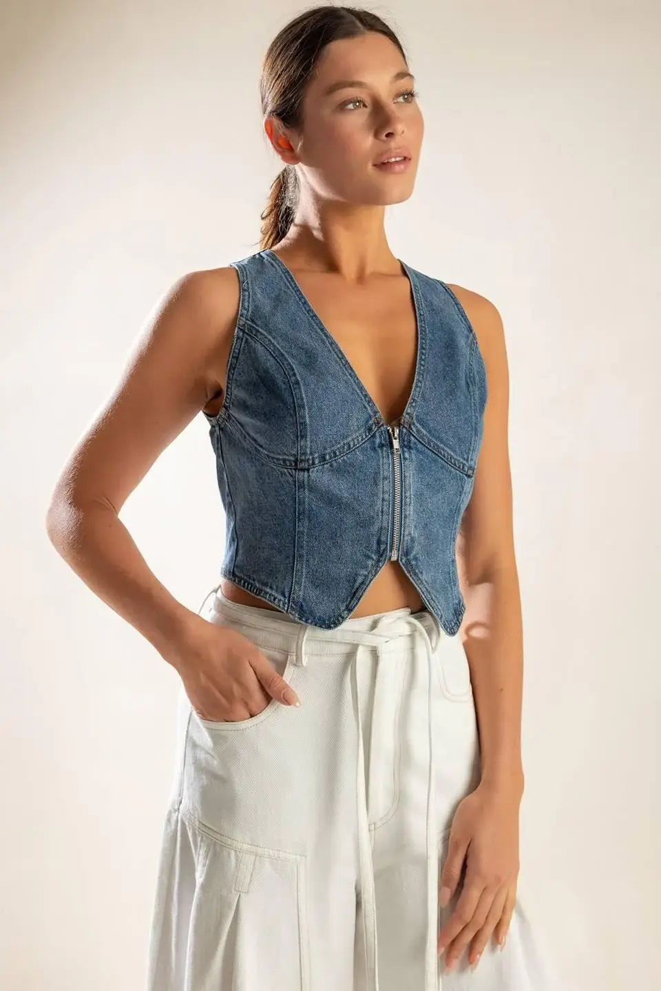 PICTURE PERFECT DENIM VEST - Flying Tomato - Flyclothing LLC