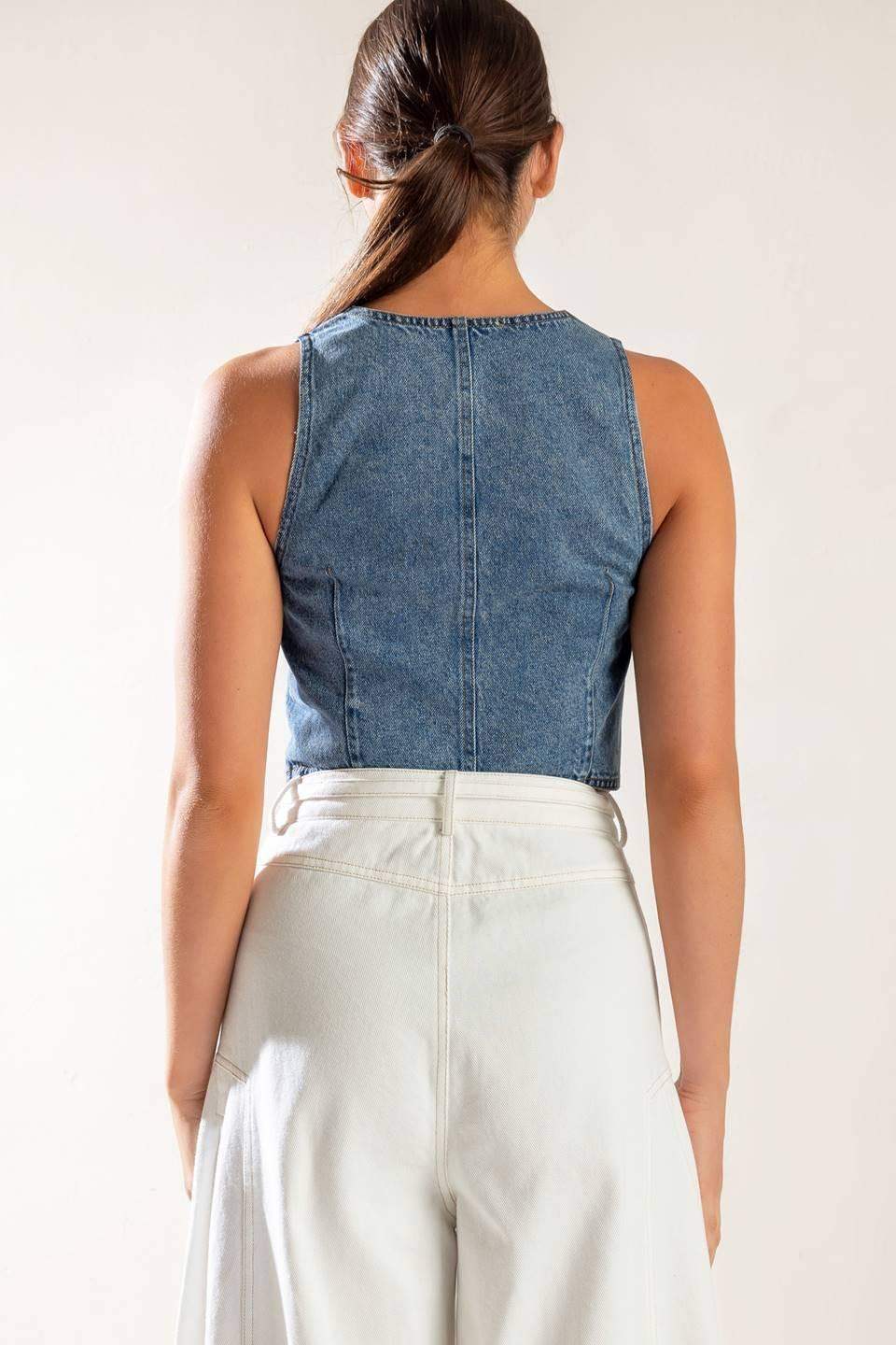 PICTURE PERFECT DENIM VEST - Flying Tomato - Flyclothing LLC