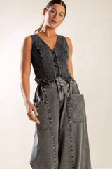 EXPLORING THE CITY DENIM VEST - Flying Tomato - Flyclothing LLC