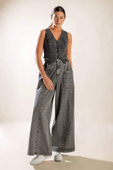 EXPLORING THE CITY DENIM VEST - Flying Tomato - Flyclothing LLC