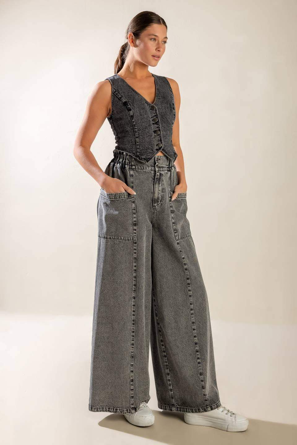 EXPLORING THE CITY DENIM VEST - Flying Tomato - Flyclothing LLC