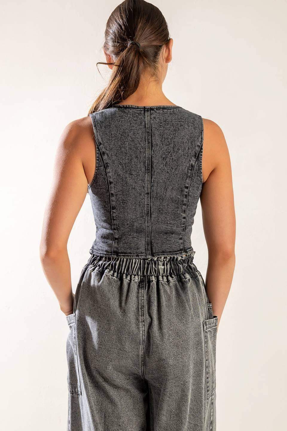 EXPLORING THE CITY DENIM VEST - Flying Tomato - Flyclothing LLC