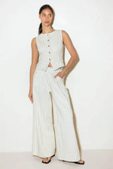 COFFEE RUN STRIPED WOVEN VEST - Flying Tomato - Flyclothing LLC