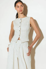 COFFEE RUN STRIPED WOVEN VEST - Flying Tomato - Flyclothing LLC