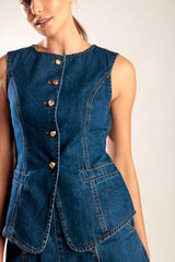 DRIVE-IN MOVIE DENIM VEST - Flying Tomato - Flyclothing LLC