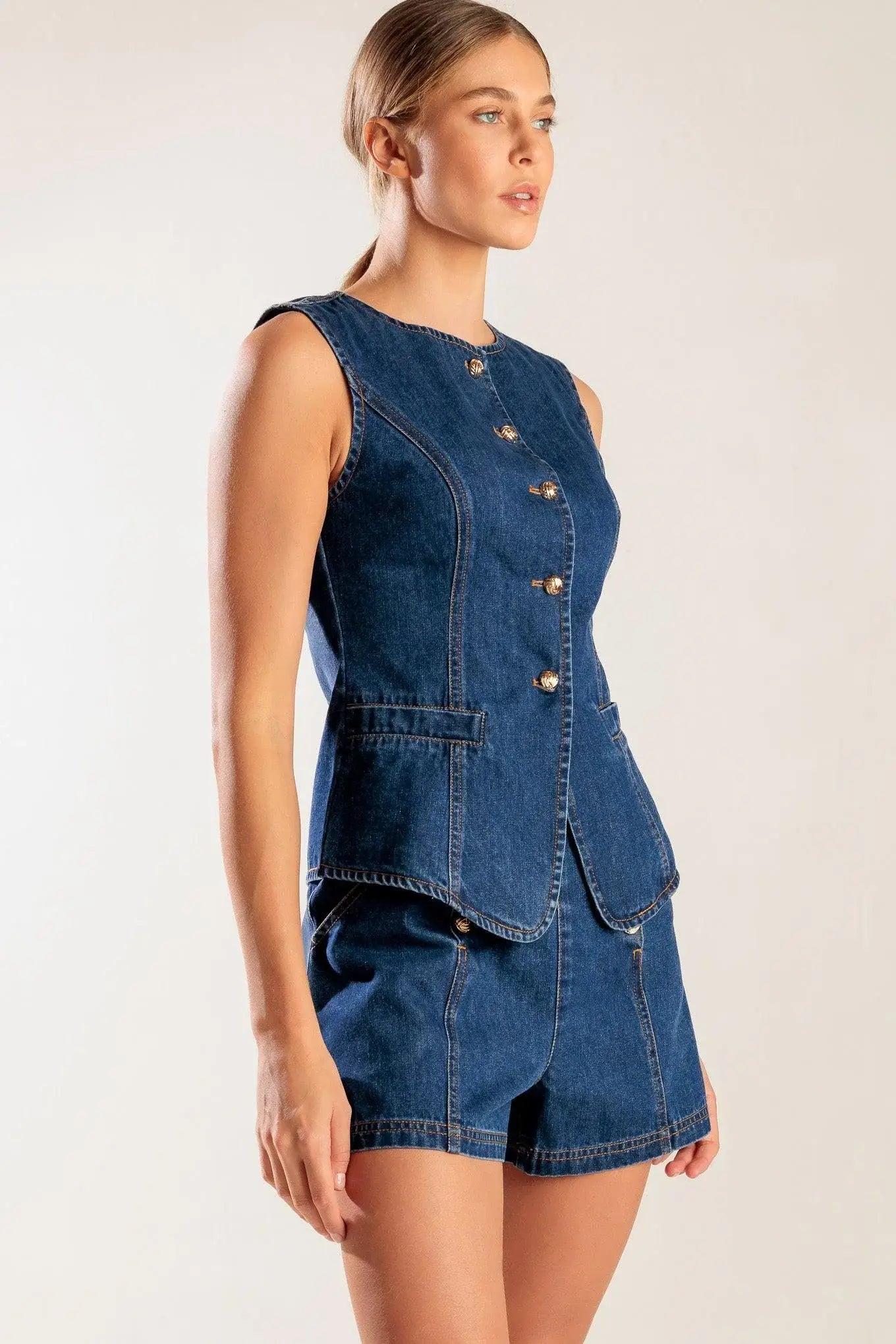 DRIVE-IN MOVIE DENIM VEST - Flying Tomato - Flyclothing LLC